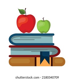 School books on white background, science granite - Vector illustration