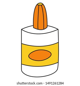 A school bottle of Doodle-style glue. Vector illustration.