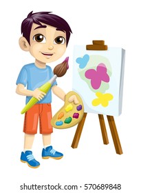 Vector Illustration Kid Painting Stock Vector (Royalty Free) 1040299006 ...