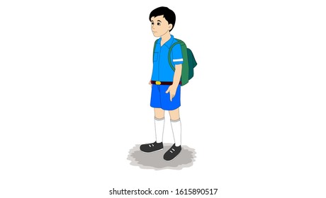 A School Boy with backpack vector illustration