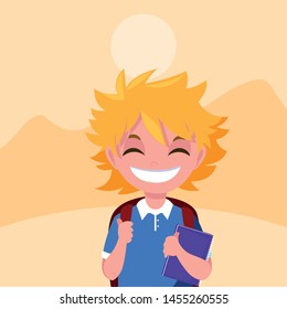 school boy with bag in the outdoors