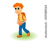 school boy with ball, cartoon character