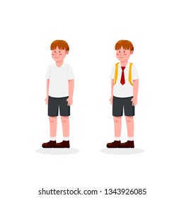 School Boy Character Design Illustration Flat Vector Cartoon