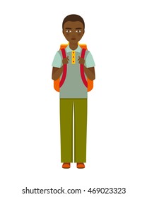 School boy character. Vector illustration.