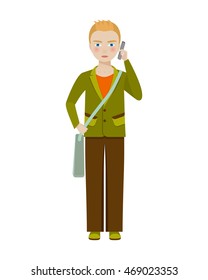 School boy character. Vector illustration.