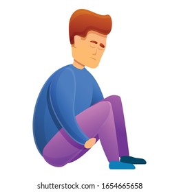 School boy depression icon. Cartoon of school boy depression vector icon for web design isolated on white background