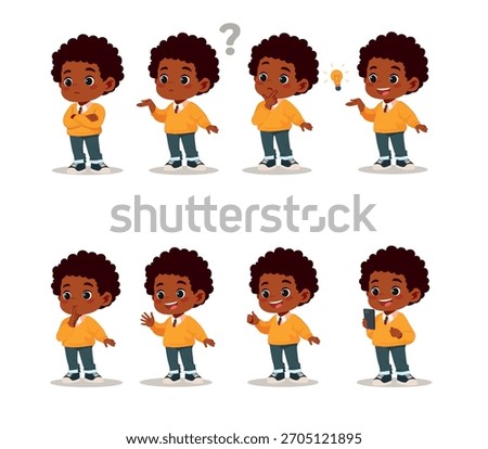 school boy expressions set vector cartoon illustration	
