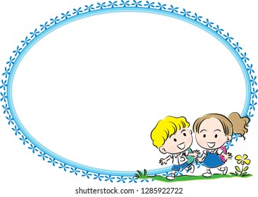 school boy and girl with border