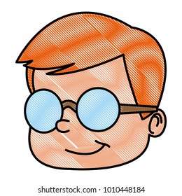 School boy with glasses cartoon