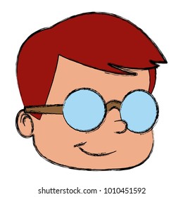 School boy with glasses cartoon