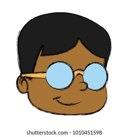 School boy with glasses cartoon