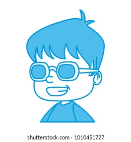 School boy with glasses cartoon