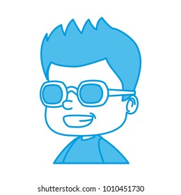 School boy with glasses cartoon