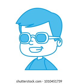 School boy with glasses cartoon