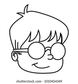 School boy with glasses cartoon