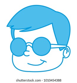 School boy with glasses cartoon