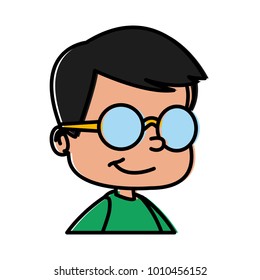 School boy with glasses cartoon