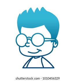 School boy with glasses cartoon