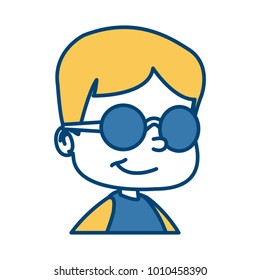 School boy with glasses cartoon