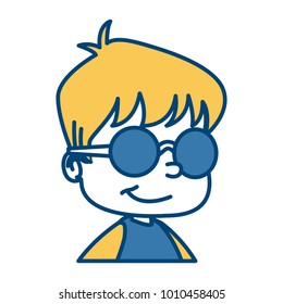 School boy with glasses cartoon