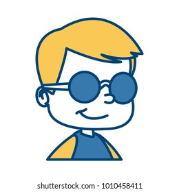 School boy with glasses cartoon