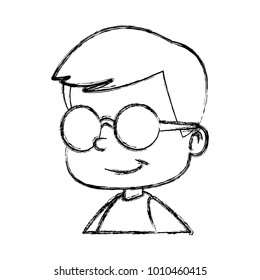 School boy with glasses cartoon