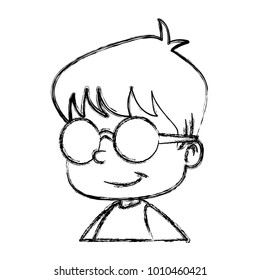 School boy with glasses cartoon