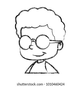 School boy with glasses cartoon