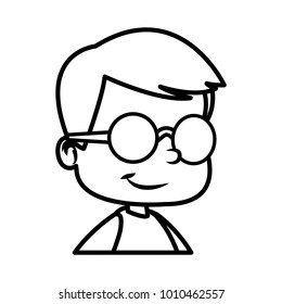 School boy with glasses cartoon