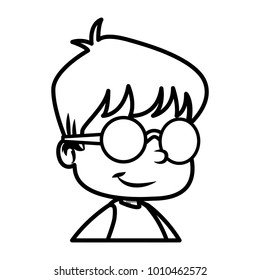 School boy with glasses cartoon