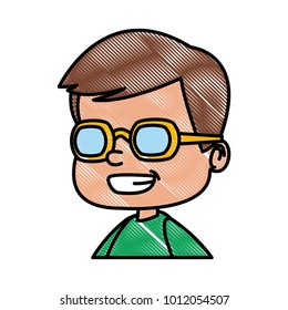School boy with glasses cartoon
