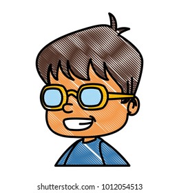 School boy with glasses cartoon