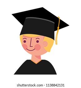 school boy in graduation clothes and hat