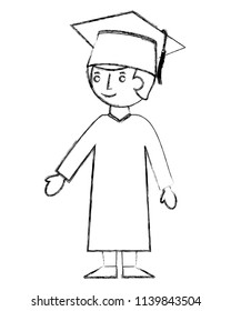 school boy in graduation clothes and hat