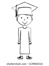 school boy in graduation clothes and hat
