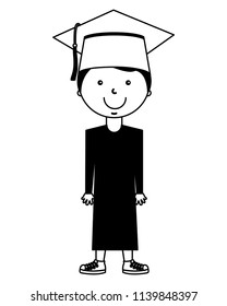 school boy in graduation clothes and hat