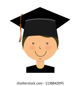 school boy in graduation hat portrait