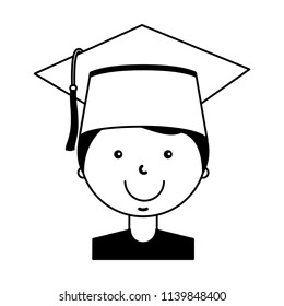 school boy in graduation hat portrait