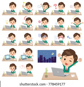 school boy Green Blazer_desk work