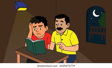 A school boy with his father