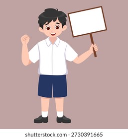 School Boy Holding Blank Board