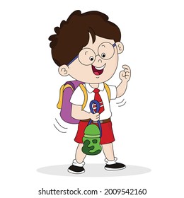 School Boy illustration white background