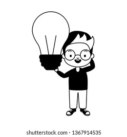 school boy with light bulb