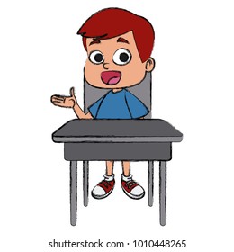 School boy on desk cartoon