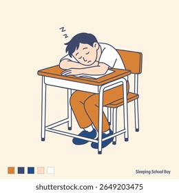 School Boy Sleeping in Class