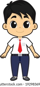 School boy stand with uniform