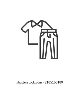 School Boy Uniform Line Icon. Linear Style Sign For Mobile Concept And Web Design. Pants And Shirt Outline Vector Icon. Symbol, Logo Illustration. Vector Graphics