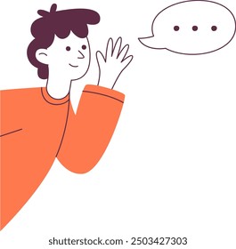 School Boy Whispering Something Vector Illustration