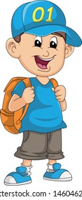 School boys carry bags cartoon vector illustration