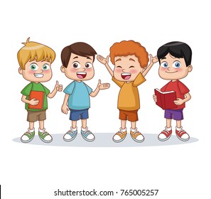 School boys cartoon